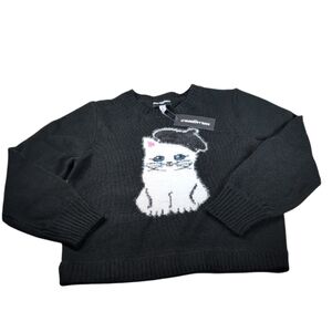 Karl Lagerfeld Paris  Choupette Black Sweater Cat with Sequined Beret Size Large